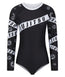 Ladies Helena Taped Leotard - Black & White