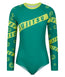 Ladies Helena Taped Leotard - Green & Yellow