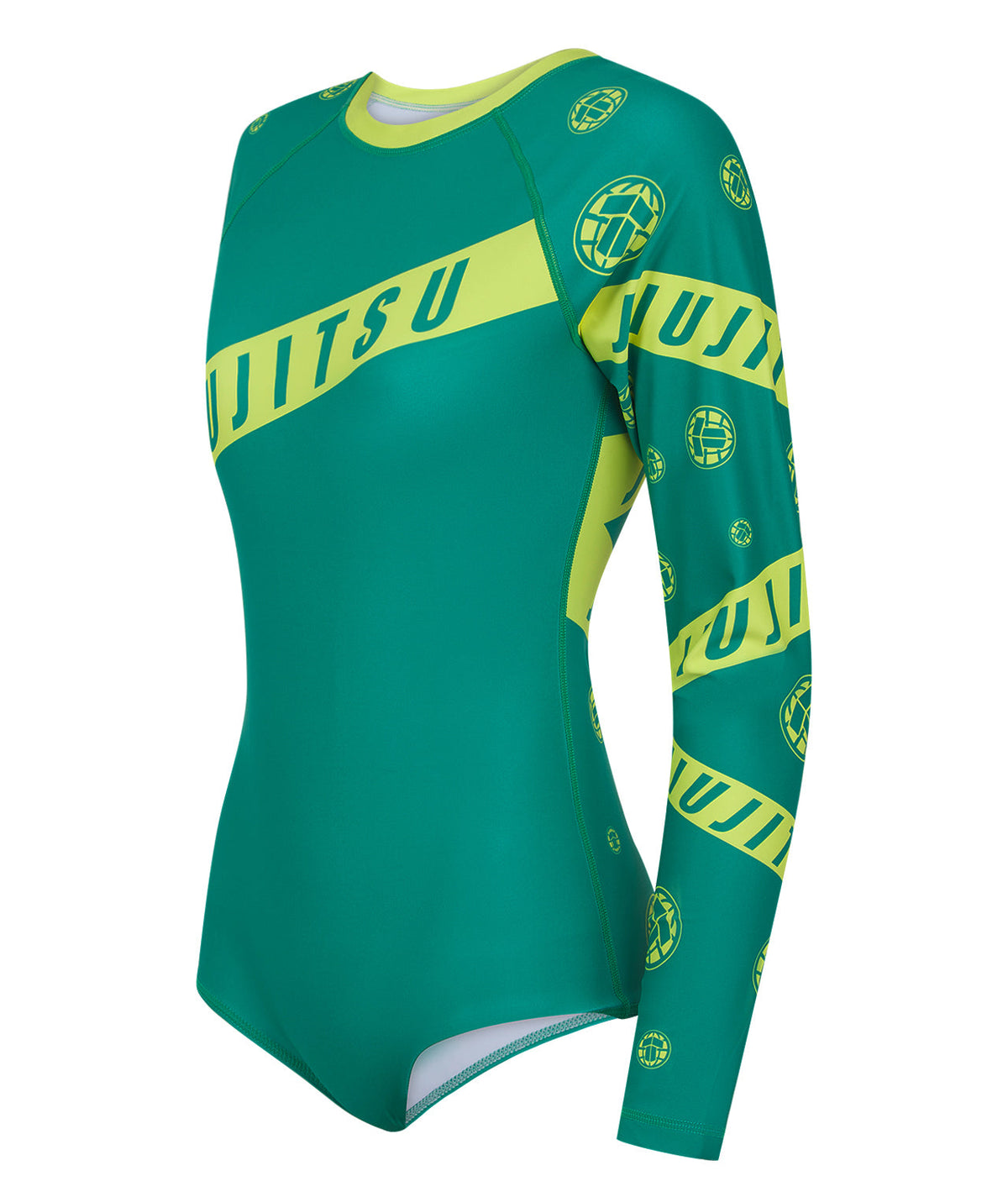 Ladies Helena Taped Leotard - Green & Yellow
