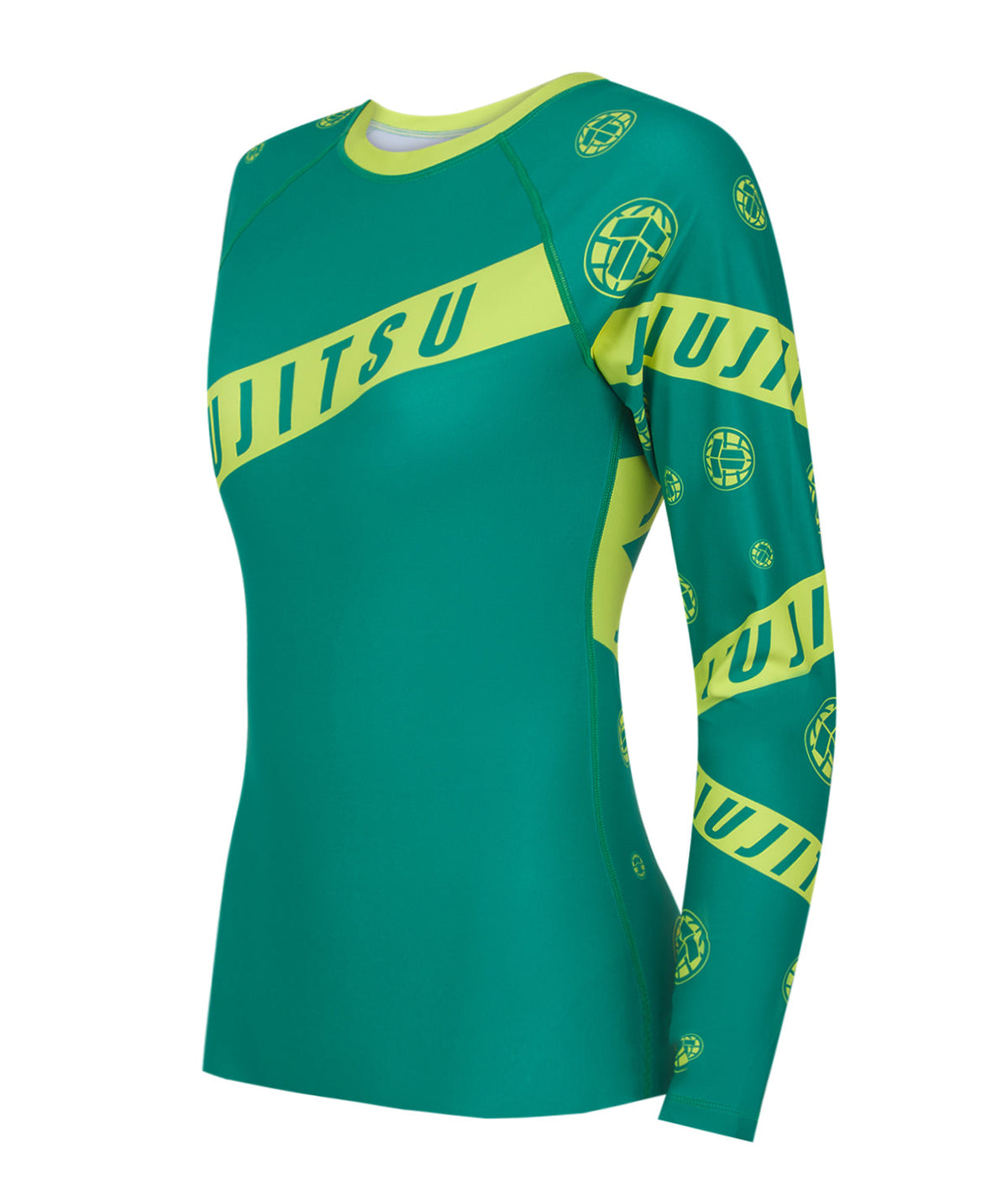 Ladies Helena Taped Rash Guard - Green & Yellow