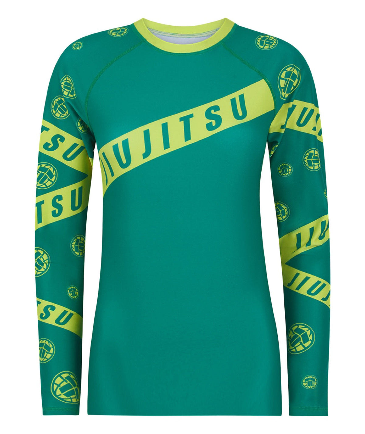 Ladies Helena Taped Rash Guard - Green & Yellow