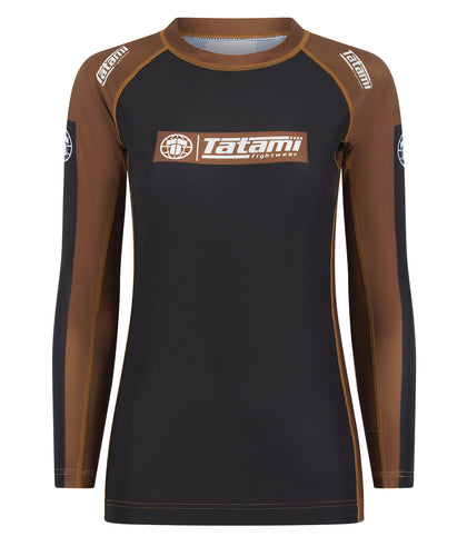 Ladies IBJJF Ranked Long Sleeve Rash Guard - Brown