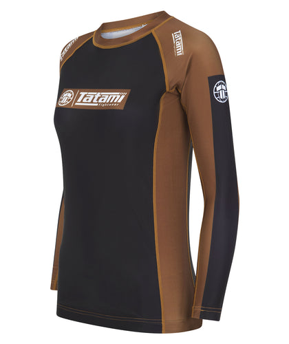 Ladies IBJJF Ranked Long Sleeve Rash Guard - Brown