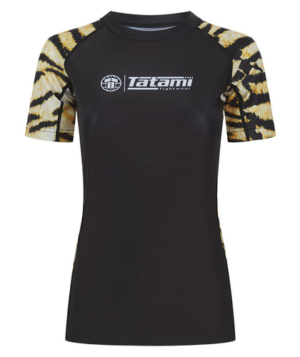 Ladies Recharged Rash Guard - Yellow Tiger