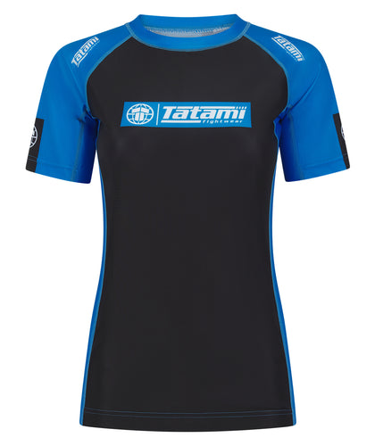 Ladies IBJJF Ranked Short Sleeve Rash Guard - Blue