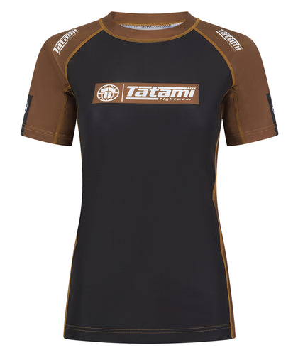 Ladies IBJJF Ranked Short Sleeve Rash Guard - Brown