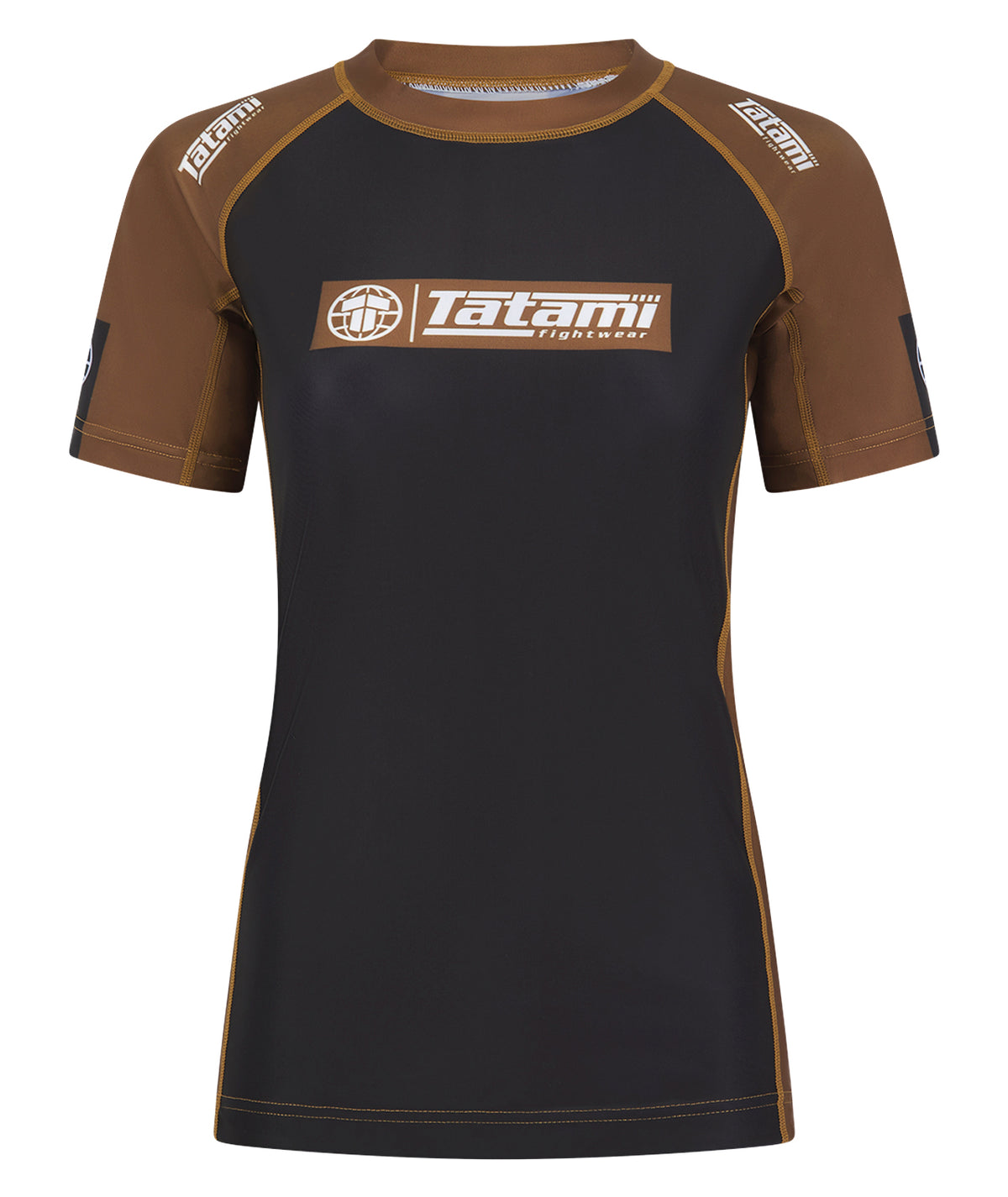 Ladies IBJJF Ranked Short Sleeve Rash Guard - Brown