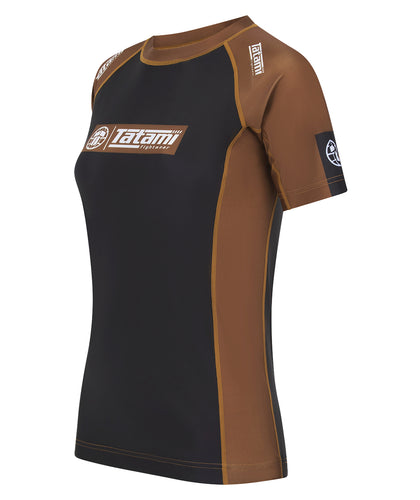 Ladies IBJJF Ranked Short Sleeve Rash Guard - Brown