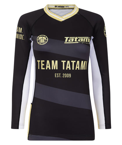 Ladies Team Tatami Long Sleeve Rash Guard -  Black & Gold