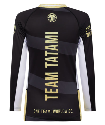 Ladies Team Tatami Long Sleeve Rash Guard -  Black & Gold