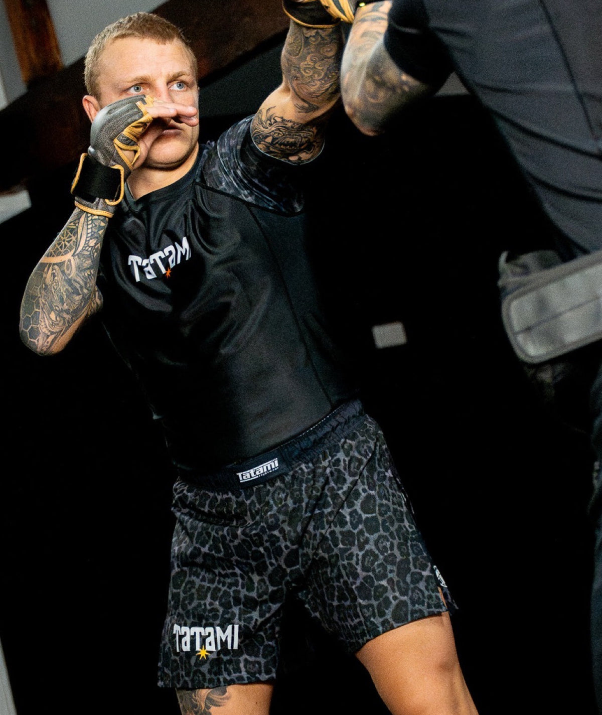 High Split MMA Shorts - Black Leopard