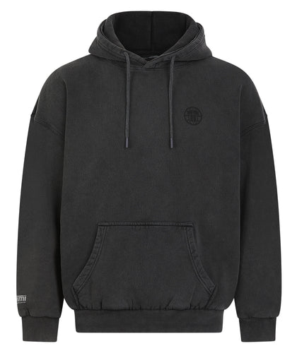 Tatami Globe Stonewashed Hoodie - Black On Grey