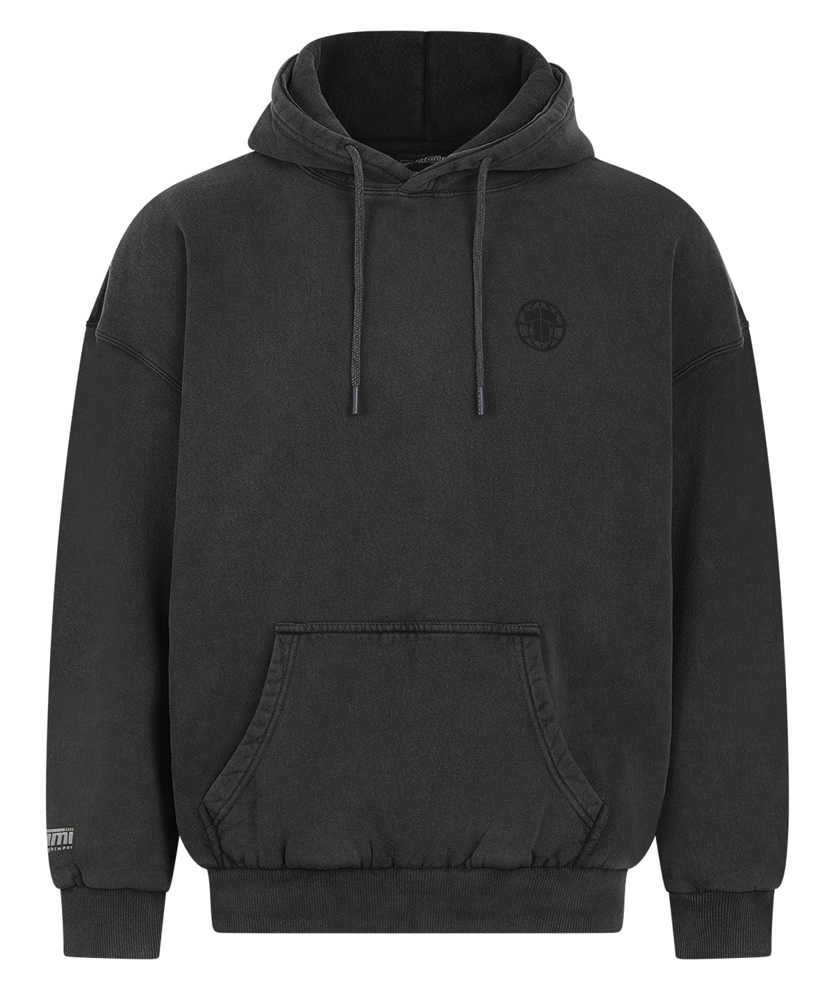 Tatami Globe Stonewashed Hoodie - Black On Grey