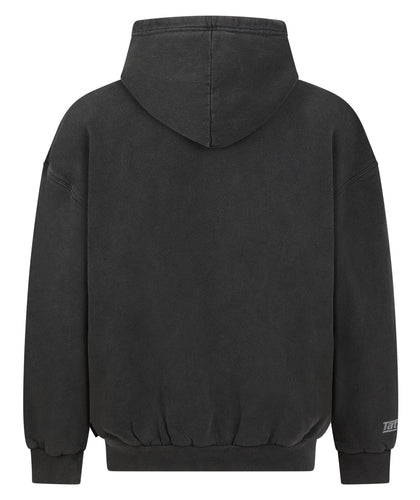 Tatami Globe Stonewashed Hoodie - Black On Grey