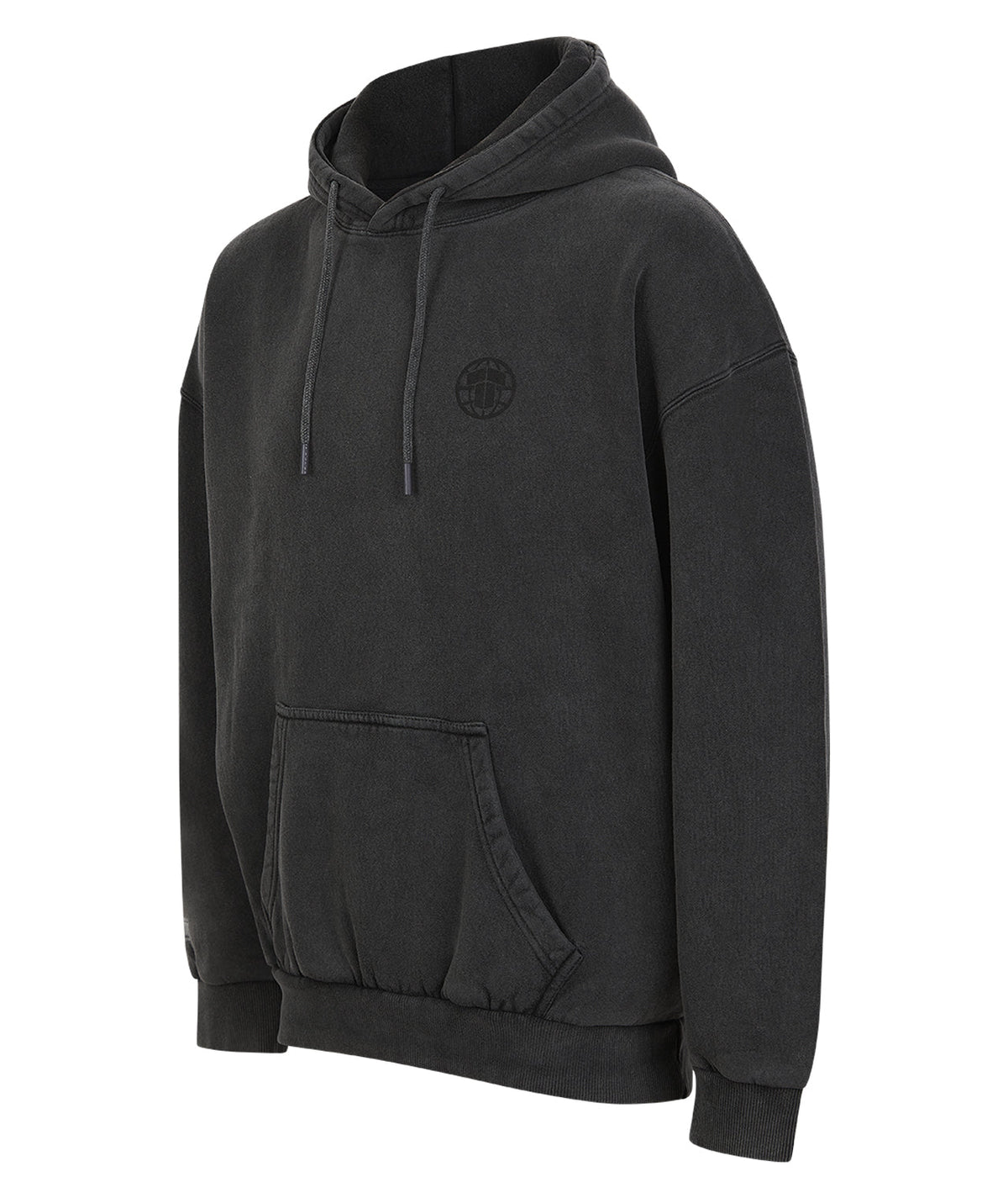 Tatami Globe Stonewashed Hoodie - Black On Grey