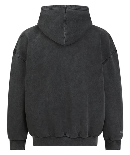 Tatami Globe Stonewashed Hoodie - White On Grey