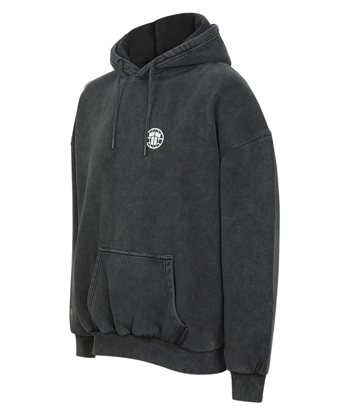 Tatami Globe Stonewashed Hoodie - White On Grey