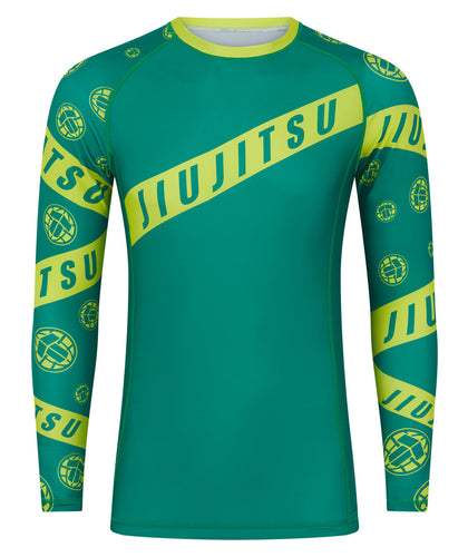 Mens Helena Taped Rash Guard - Green & Yellow