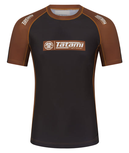IBJJF Ranked Short Sleeve Rash Guard - Brown