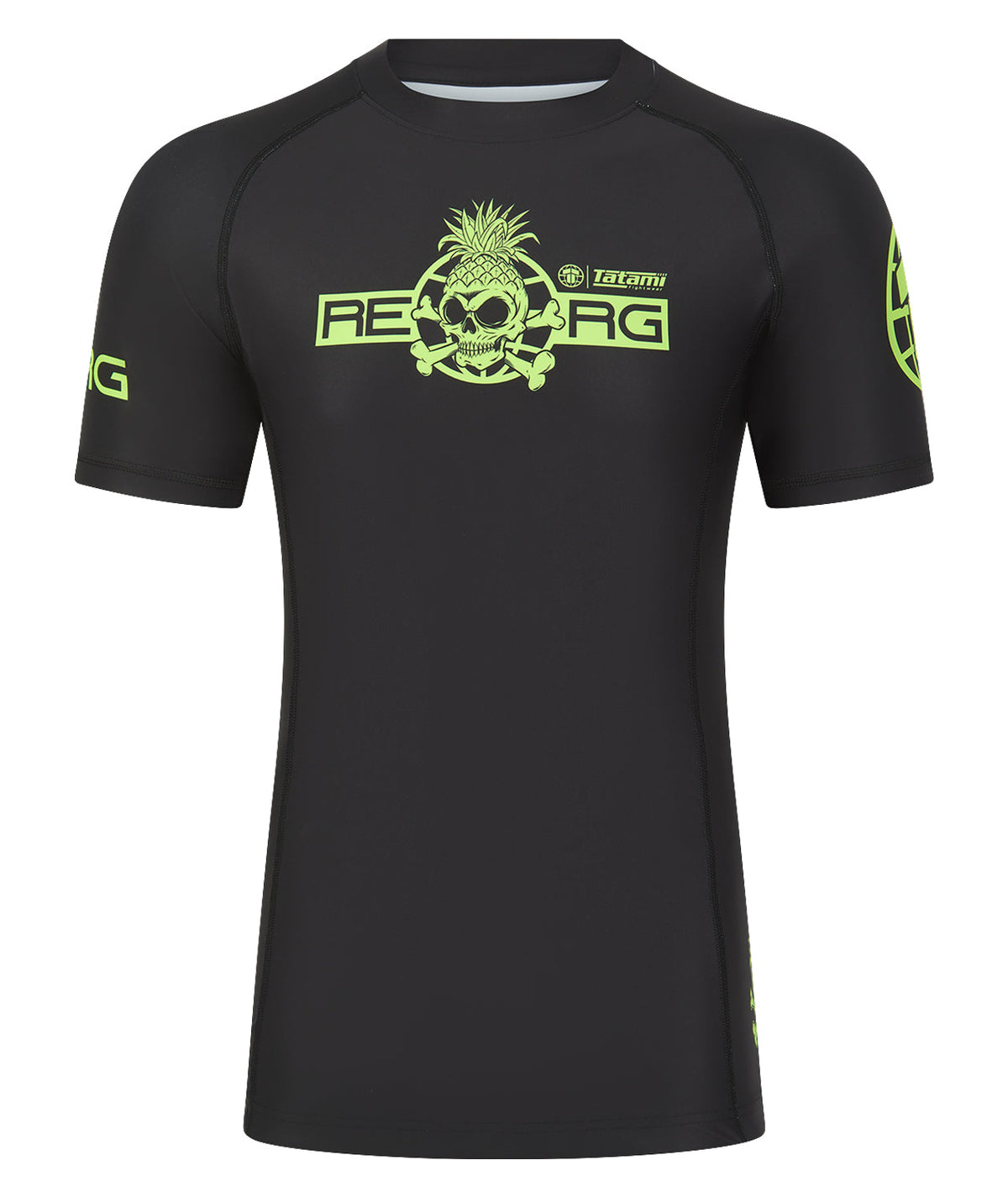 Reorg The World Rash Guard - Black & Neon Green