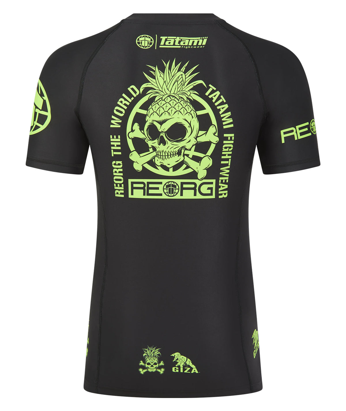 Reorg The World Rash Guard - Black & Neon Green