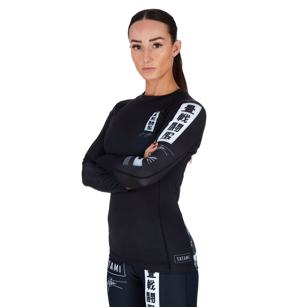 Ladies Kanagawa Long Sleeve Rash Guard - Black