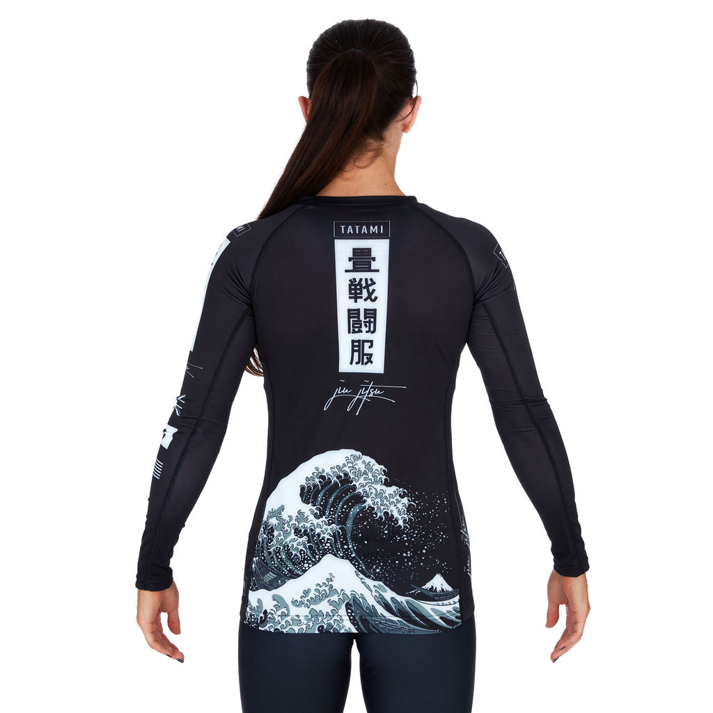 Ladies Kanagawa Long Sleeve Rash Guard - Black
