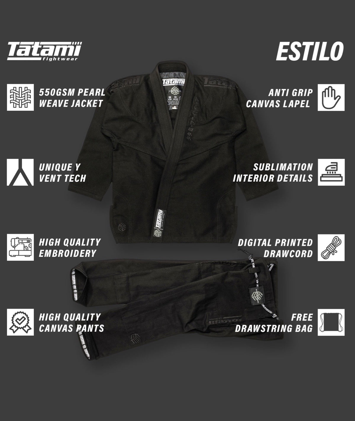 Estilo Black Label Gi - Black on Black